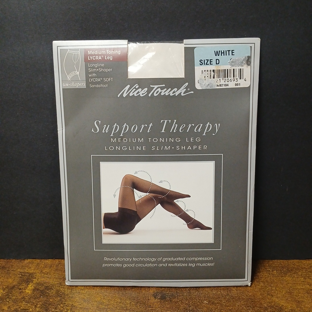 Nice Touch Support Therapy Med Toning Leg Longline Slim Shapers, SIZE D, WHITE